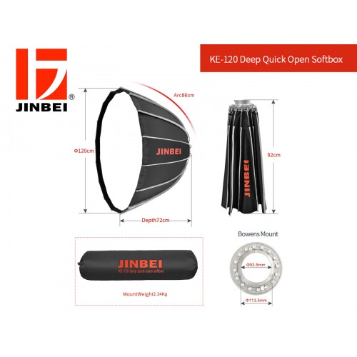 JINBEI SOFTBOX PARABOLICO QUICK OPEN 120CMS BOWEN