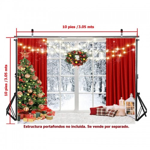 CYLYH FONDO MUSLINA NAVIDAD VENTANA-PINO 10X10 FT