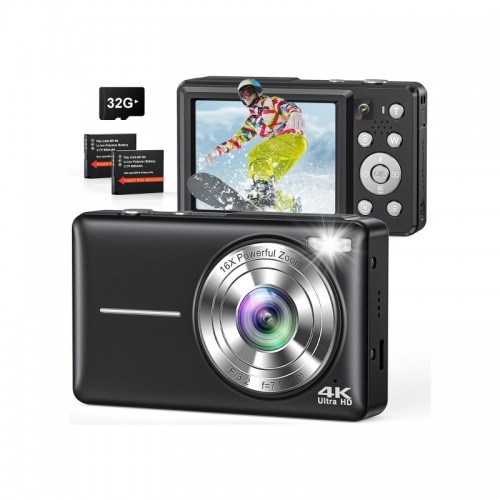 CAMKORY CAMARA DIGITAL POINT SHOOT 4K 64MP NEGRA